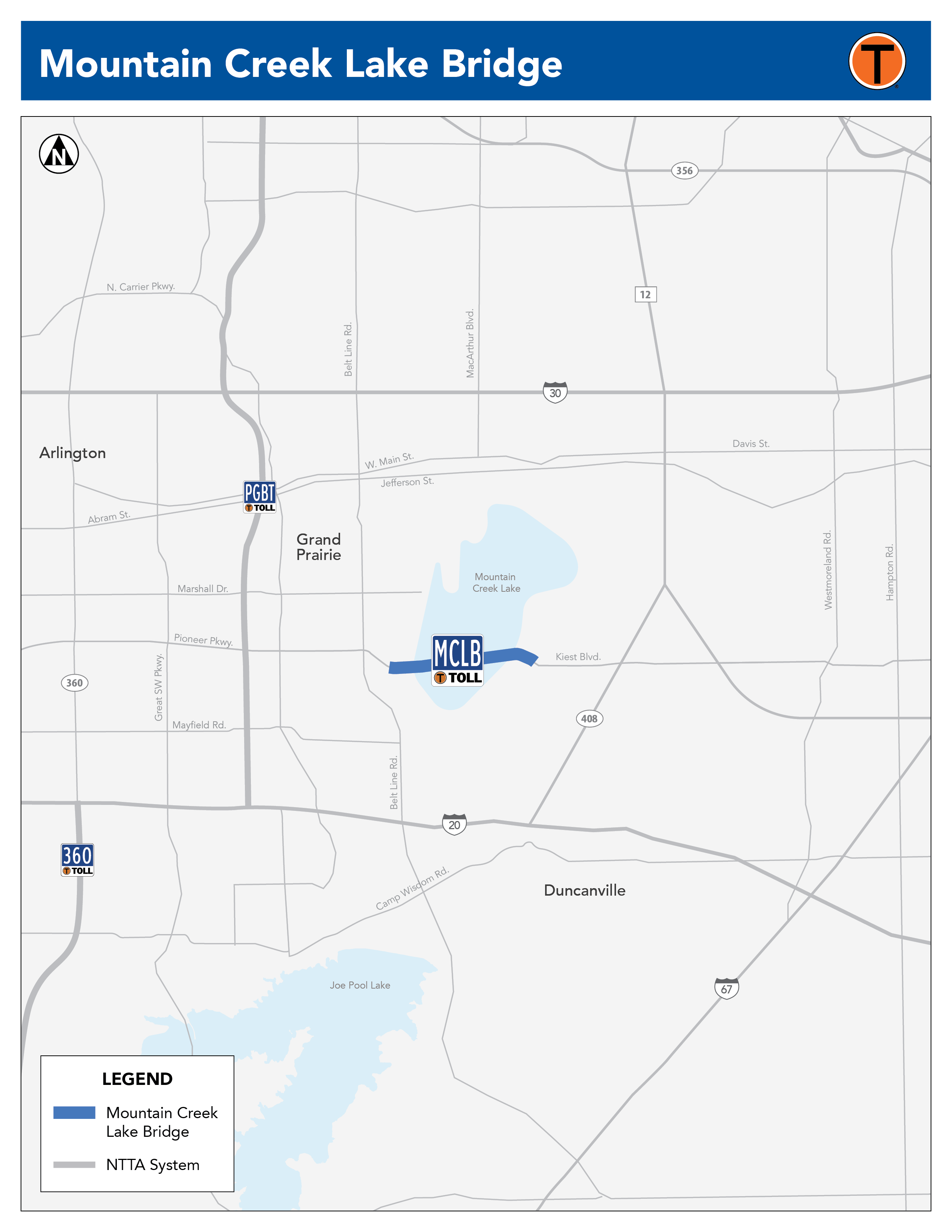 Mountain Creek Lake Bridge map