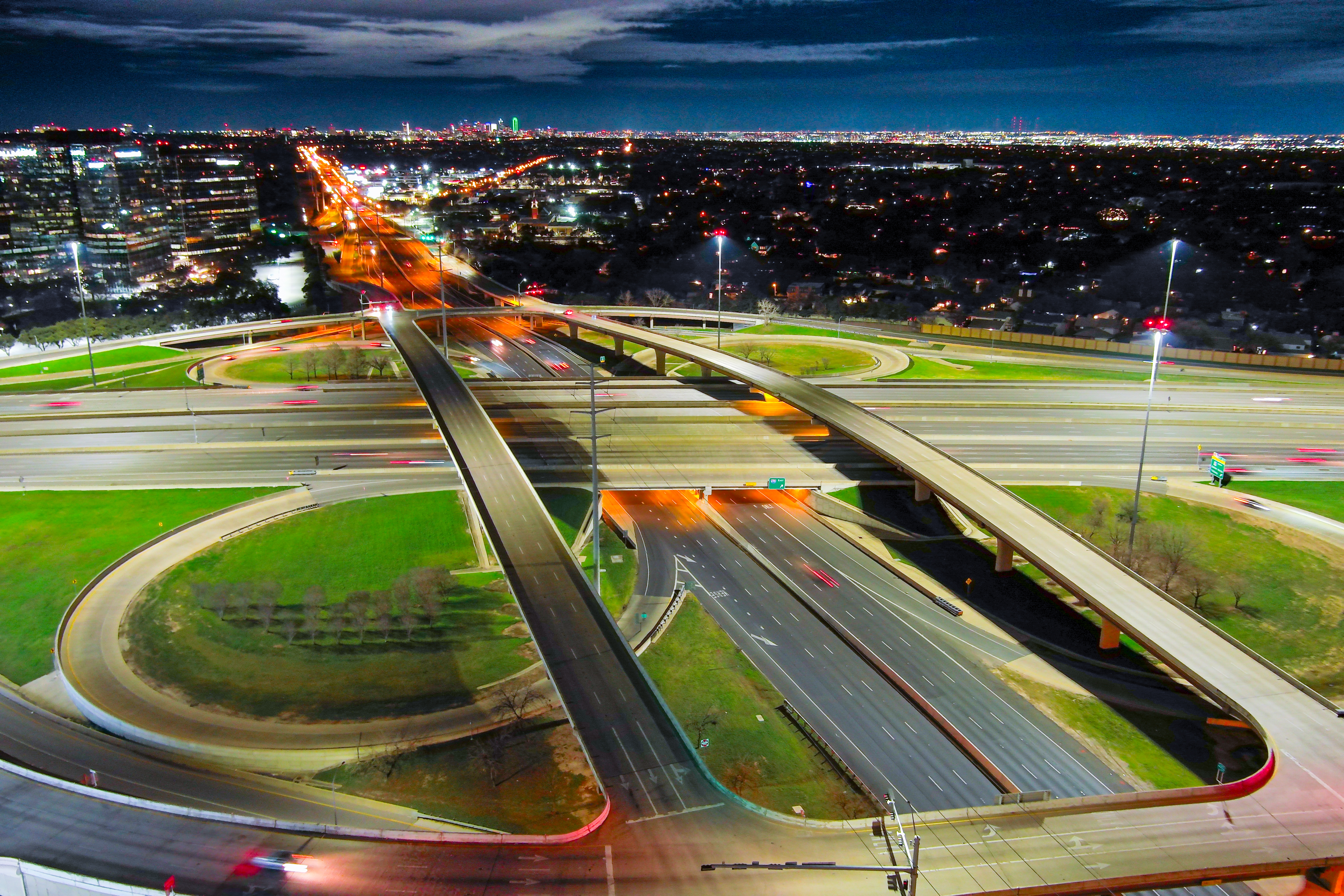 Dallas North Tollway Interchange at Night